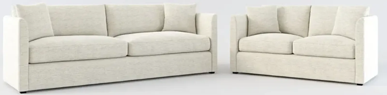 Benji Foam Comfort Sofa and Loveseat Set - Merino Chalk