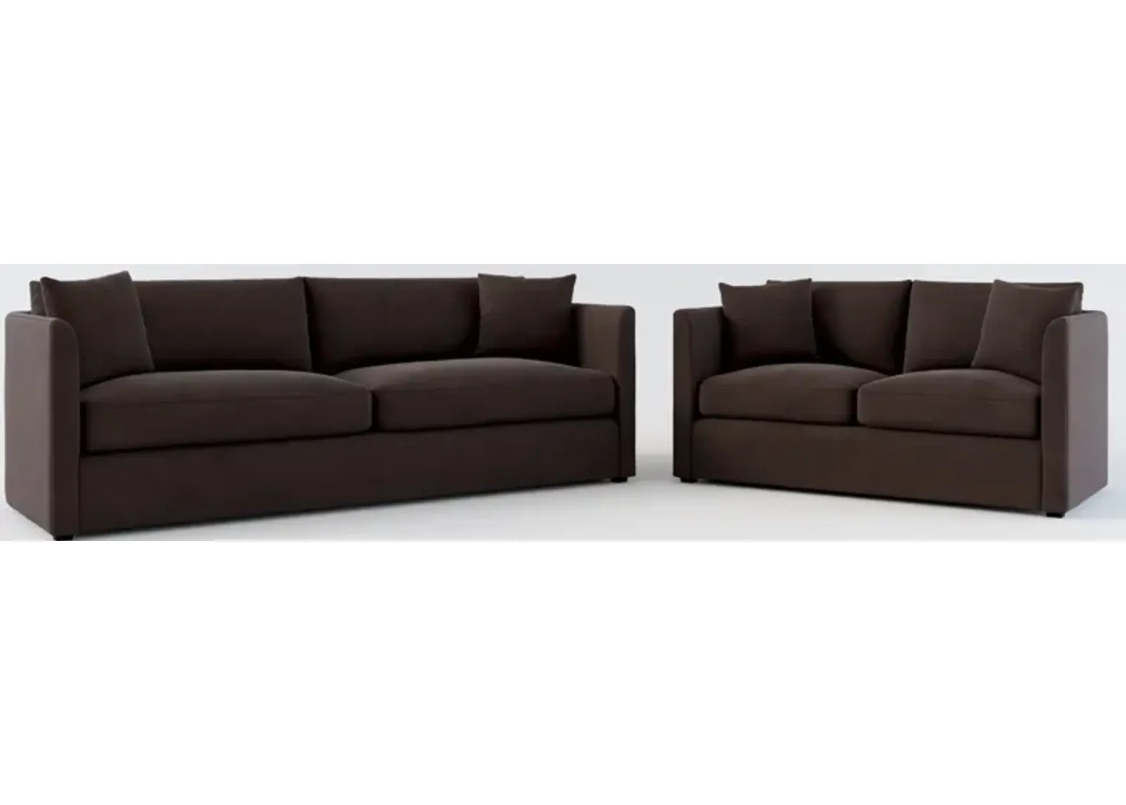 Benji Foam Comfort Sofa and Loveseat Set - Merrimac Dark Brown