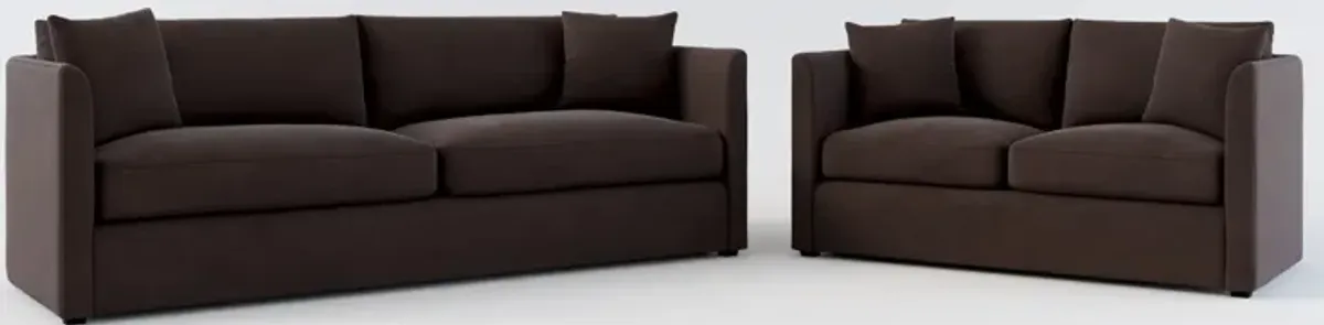 Benji Foam Comfort Sofa and Loveseat Set - Merrimac Dark Brown