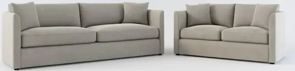 Benji Foam Comfort Sofa and Loveseat Set - Abington Fog