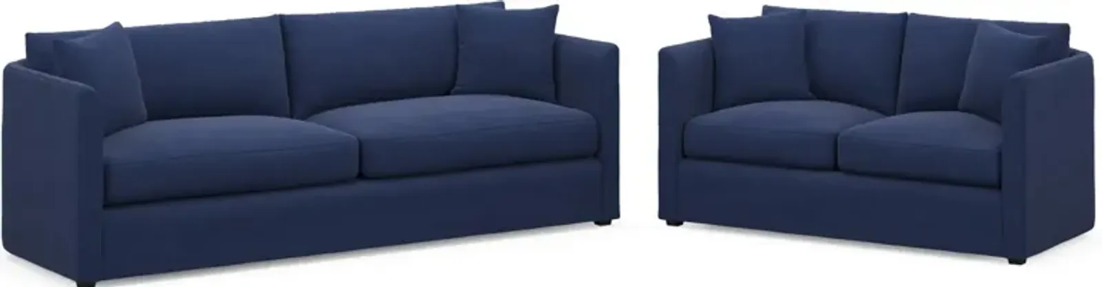 Benji Foam Comfort Sofa and Loveseat Set - Abington Indigo