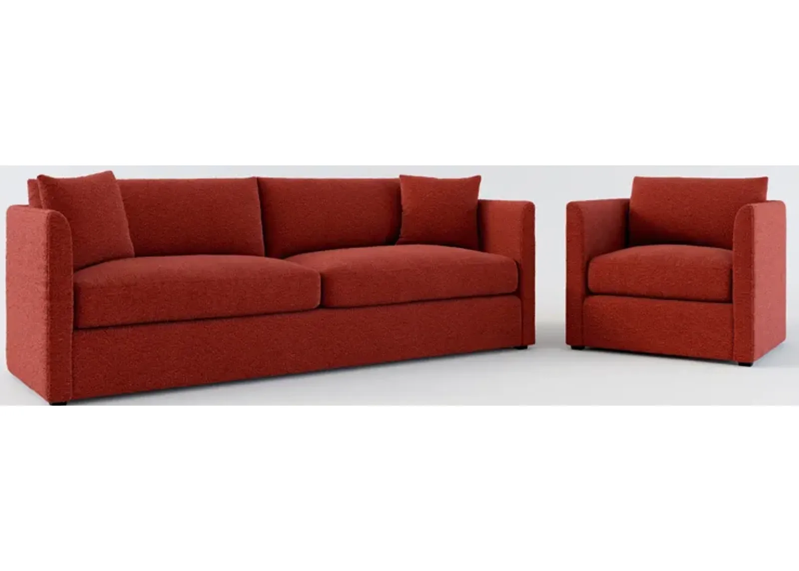 Benji Foam Comfort Sofa and Chair Set - Bloke Brick