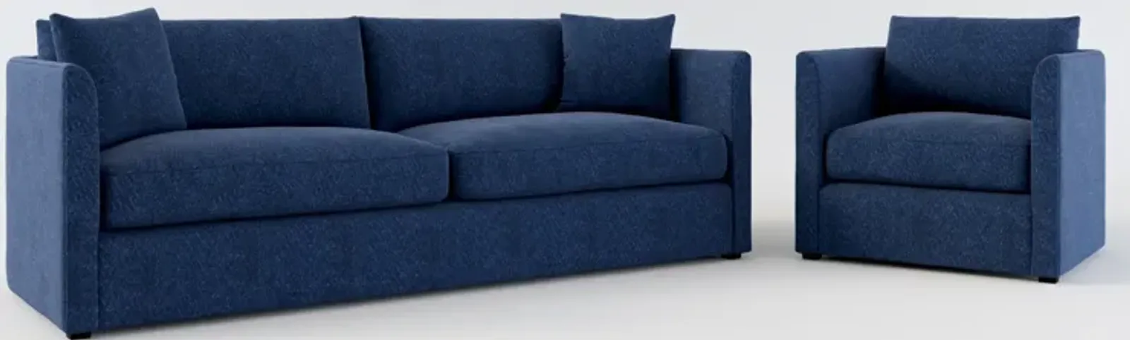 Benji Foam Comfort Sofa and Chair Set - Oslo Navy