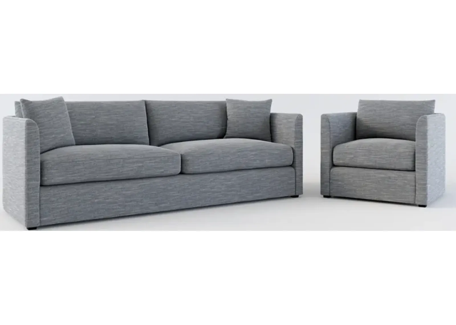 Benji Foam Comfort Sofa and Chair Set - Dudley Indigo