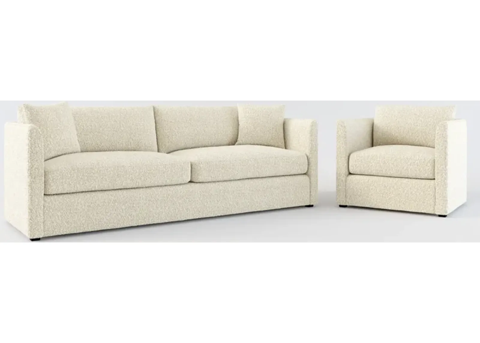 Benji Foam Comfort Sofa and Chair Set - Bloke Cotton