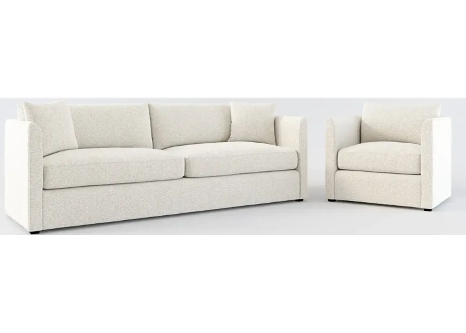 Benji Foam Comfort Sofa and Chair Set - Muse Stone