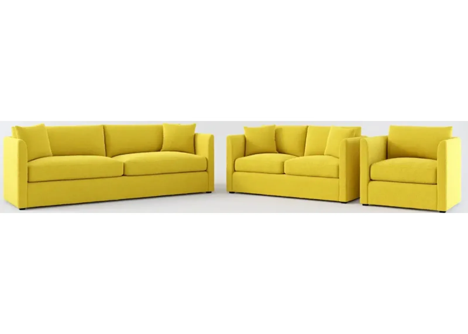 Benji Foam Comfort Sofa, Loveseat and Chair Set - Bloke Goldenrod