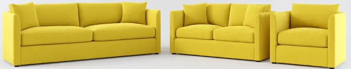 Benji Foam Comfort Sofa, Loveseat and Chair Set - Bloke Goldenrod