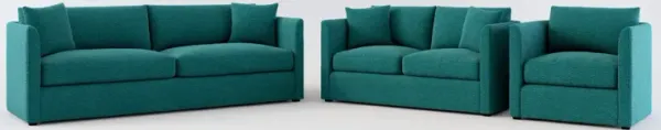 Benji Foam Comfort Sofa, Loveseat and Chair Set - Bloke Peacock