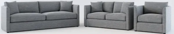 Benji Foam Comfort Sofa, Loveseat and Chair Set - Dudley Indigo