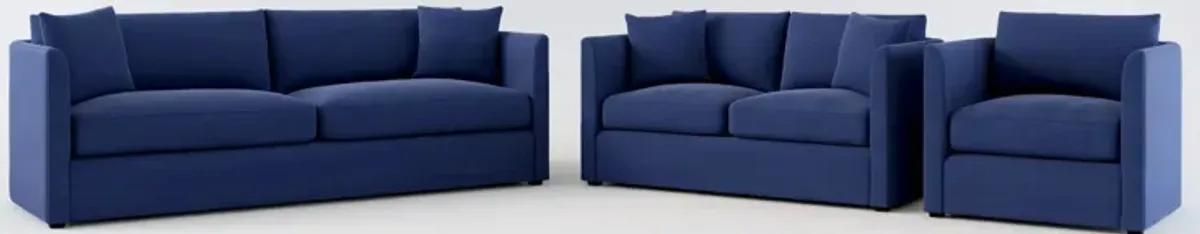 Benji Foam Comfort Sofa, Loveseat and Chair Set - Abington Indigo