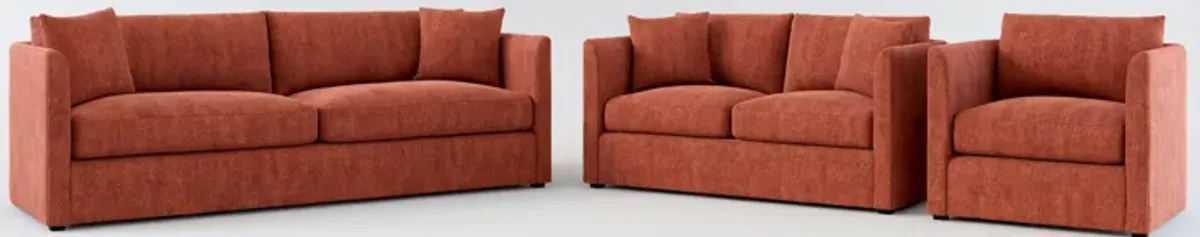 Benji Foam Comfort Sofa, Loveseat and Chair Set - Contessa Paprika