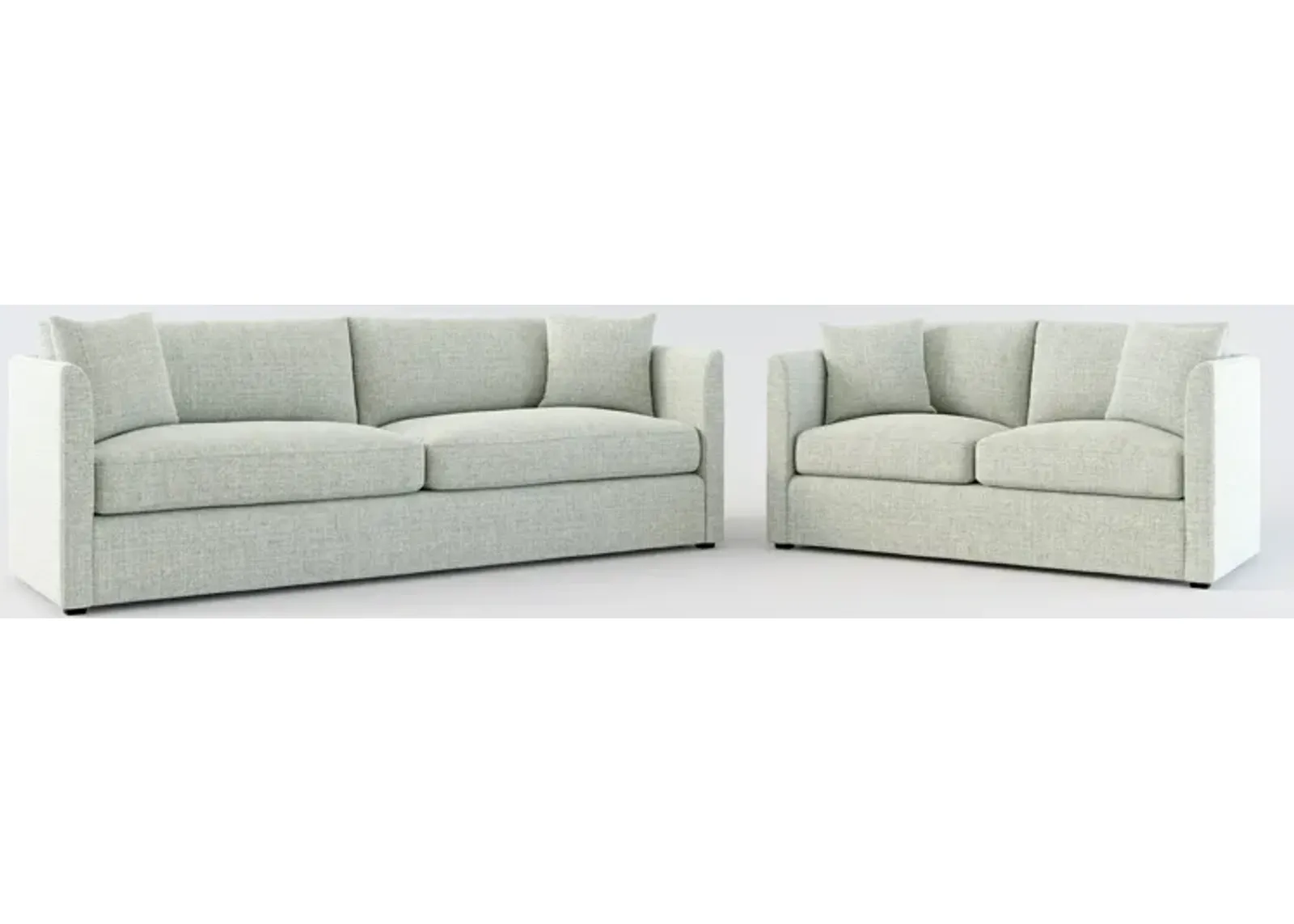 Benji Foam Comfort Sofa and Loveseat Set - Broderick Sea Glass