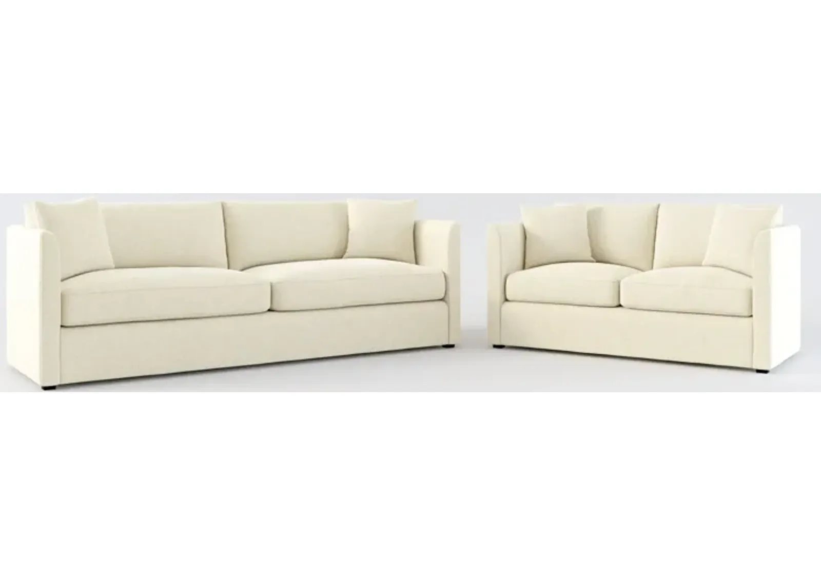 Benji Foam Comfort Sofa and Loveseat Set - Bridger Shell