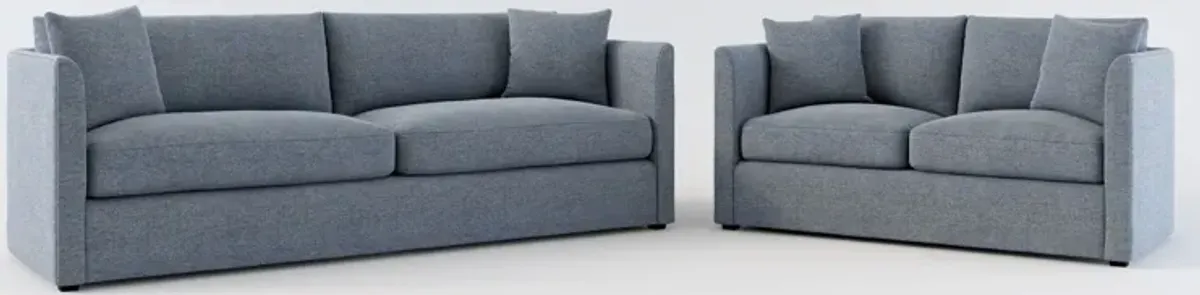 Benji Foam Comfort Sofa and Loveseat Set - Bridger Navy