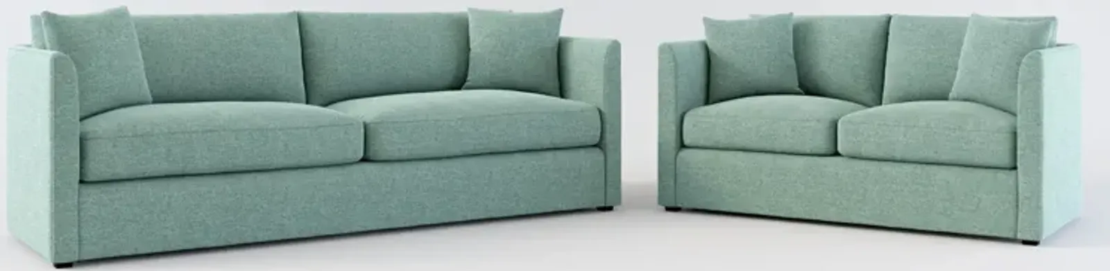 Benji Foam Comfort Sofa and Loveseat Set - Bridger Jade