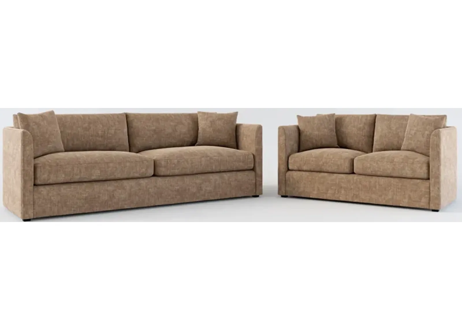 Benji Foam Comfort Sofa and Loveseat Set - Argo Java