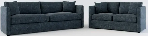 Benji Foam Comfort Sofa and Loveseat Set - Argo Navy
