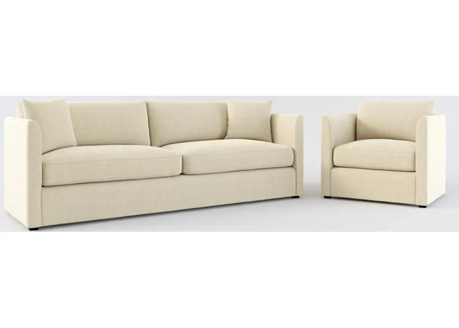 Benji Foam Comfort Sofa and Chair Set - Broderick Sand