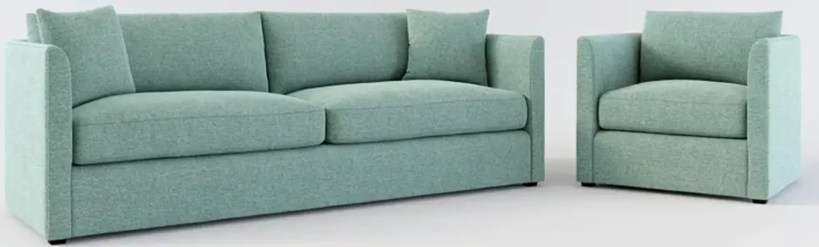 Benji Foam Comfort Sofa and Chair Set - Bridger Jade