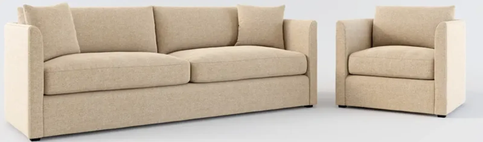 Benji Foam Comfort Sofa and Chair Set - Liv Wicker