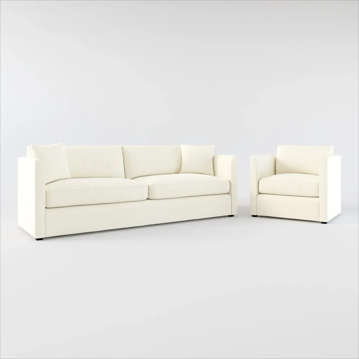 Benji Foam Comfort Sofa and Chair Set - Fincher Ivory