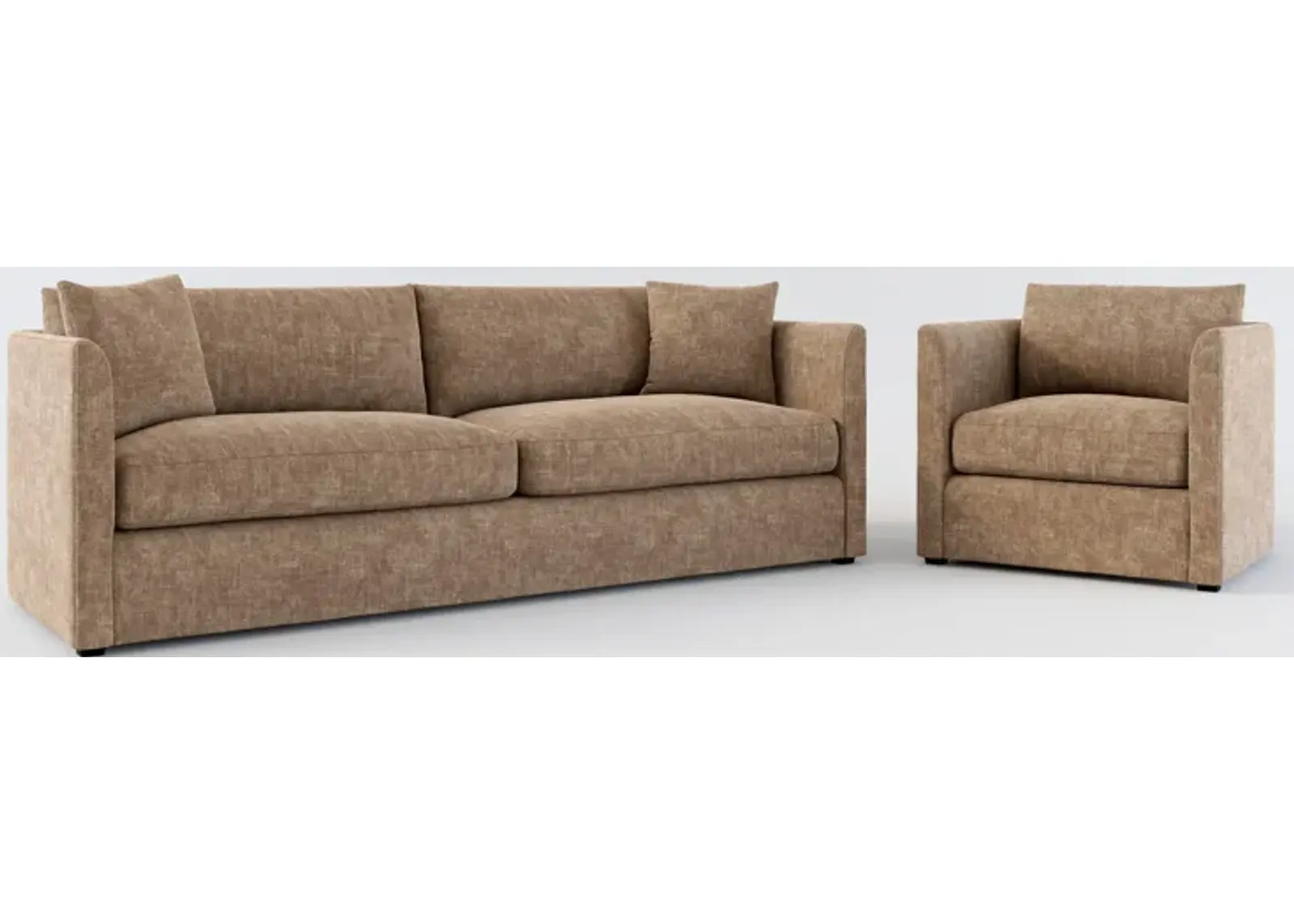 Benji Foam Comfort Sofa and Chair Set - Argo Java