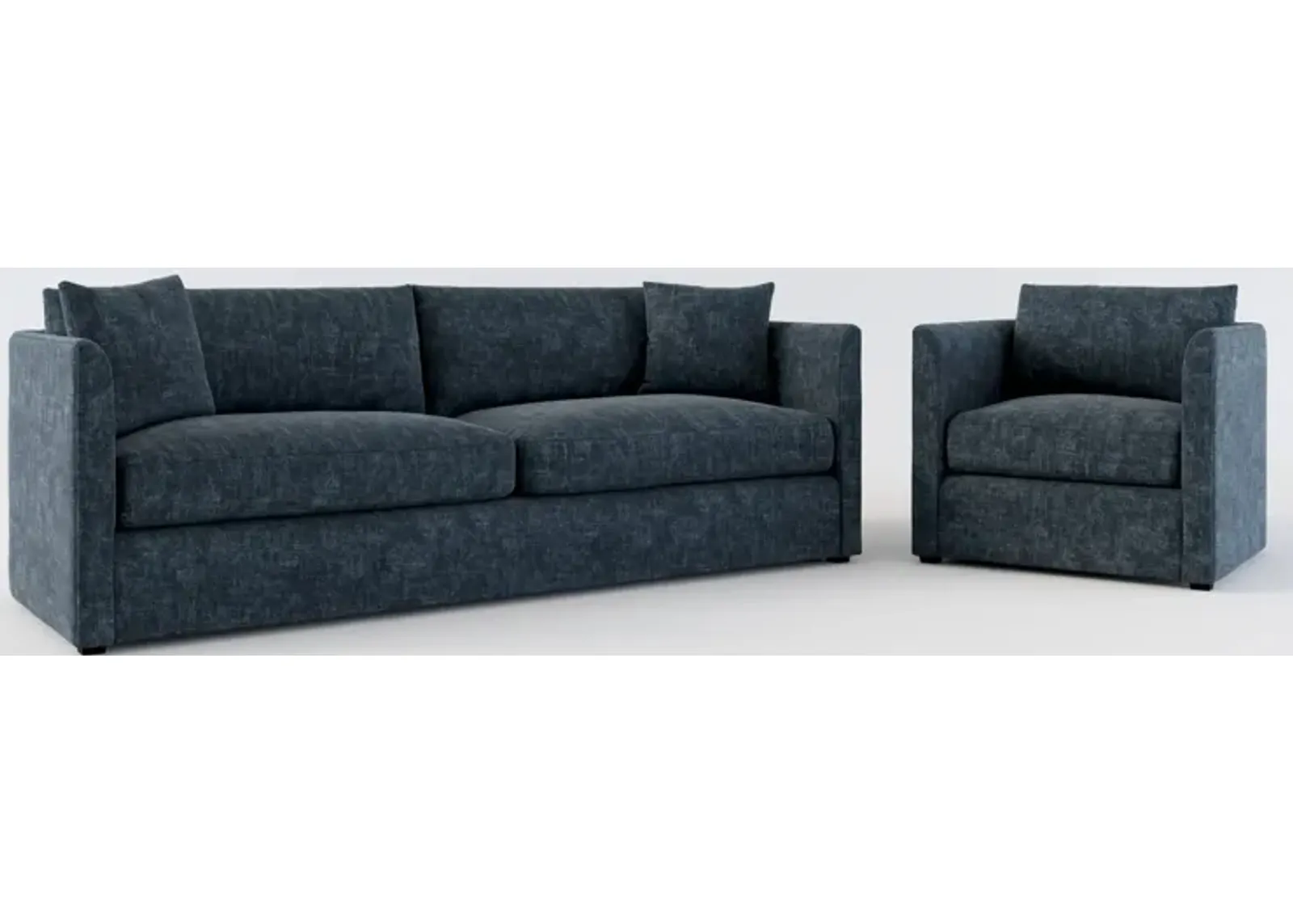 Benji Foam Comfort Sofa and Chair Set - Argo Navy