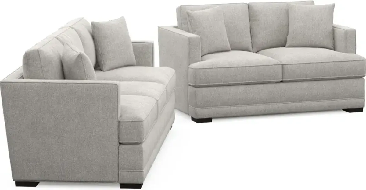 Pembroke Foam Comfort Sofa and Loveseat Set - Burmese Granite