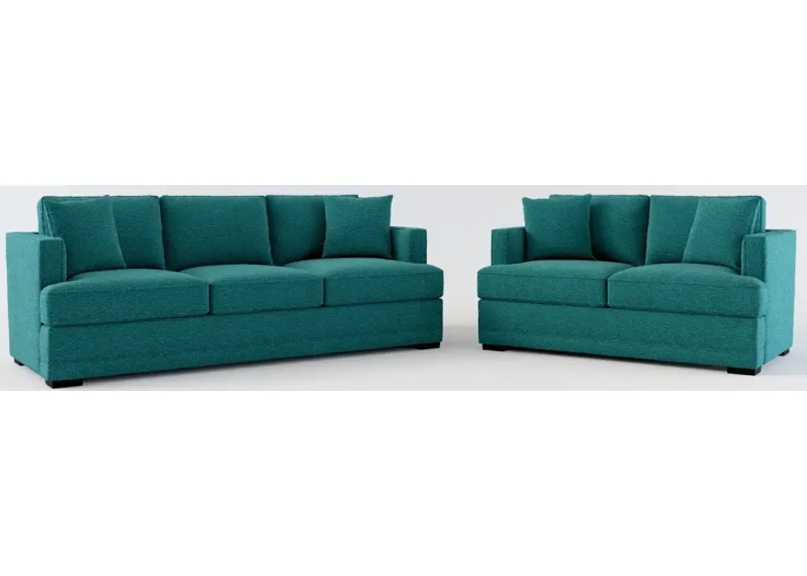 Pembroke Foam Comfort Sofa and Loveseat Set - Bloke Peacock