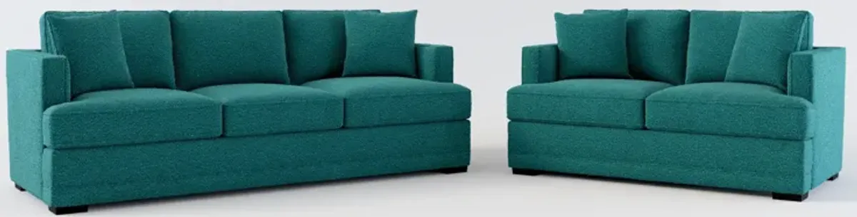 Pembroke Foam Comfort Sofa and Loveseat Set - Bloke Peacock