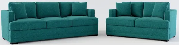 Pembroke Foam Comfort Sofa and Loveseat Set - Bloke Peacock