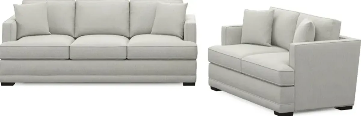 Pembroke Foam Comfort Sofa and Loveseat Set - Oslo Snow