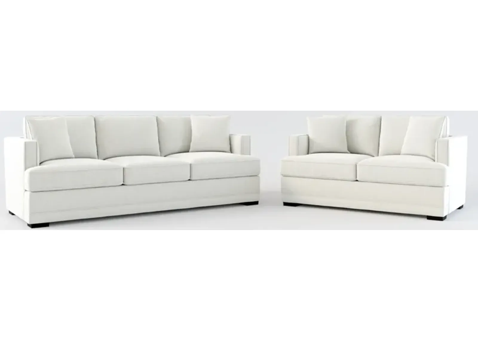 Pembroke Foam Comfort Sofa and Loveseat Set - Oslo Snow