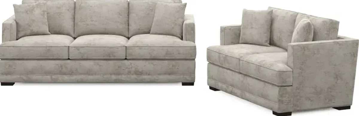 Pembroke Foam Comfort Sofa and Loveseat Set - Hearth Cement