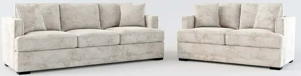 Pembroke Foam Comfort Sofa and Loveseat Set - Hearth Cement