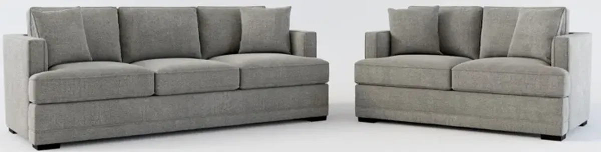 Pembroke Foam Comfort Sofa and Loveseat Set - Living Large Charcoal