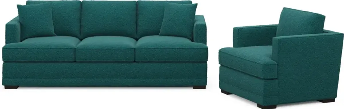 Pembroke Foam Comfort Sofa and Chair Set - Bloke Peacock