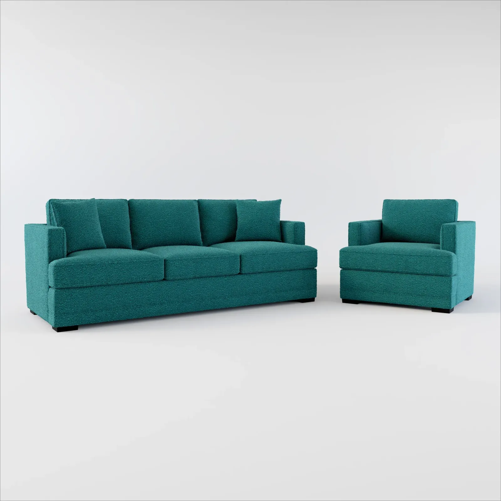 Pembroke Foam Comfort Sofa and Chair Set - Bloke Peacock