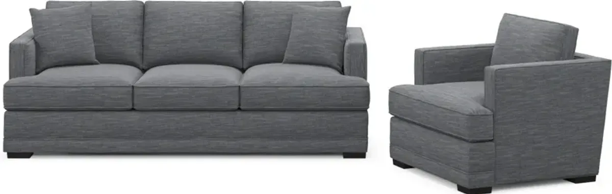 Pembroke Foam Comfort Sofa and Chair Set - Dudley Indigo