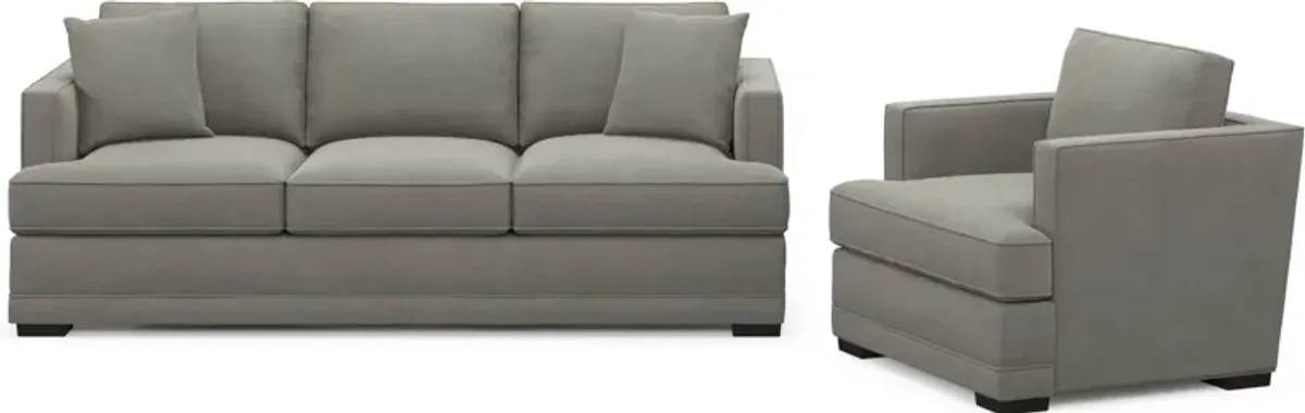 Pembroke Foam Comfort Sofa and Chair Set - Abington Fog