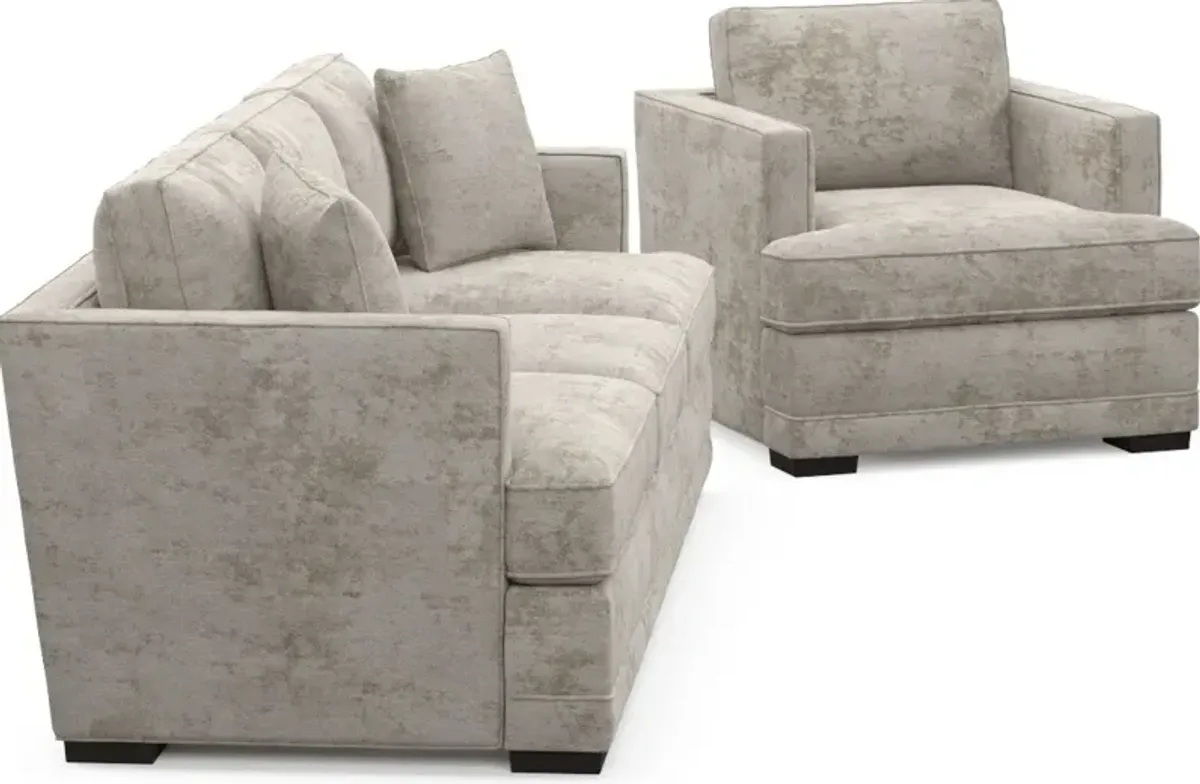 Pembroke Foam Comfort Sofa and Chair Set - Hearth Cement