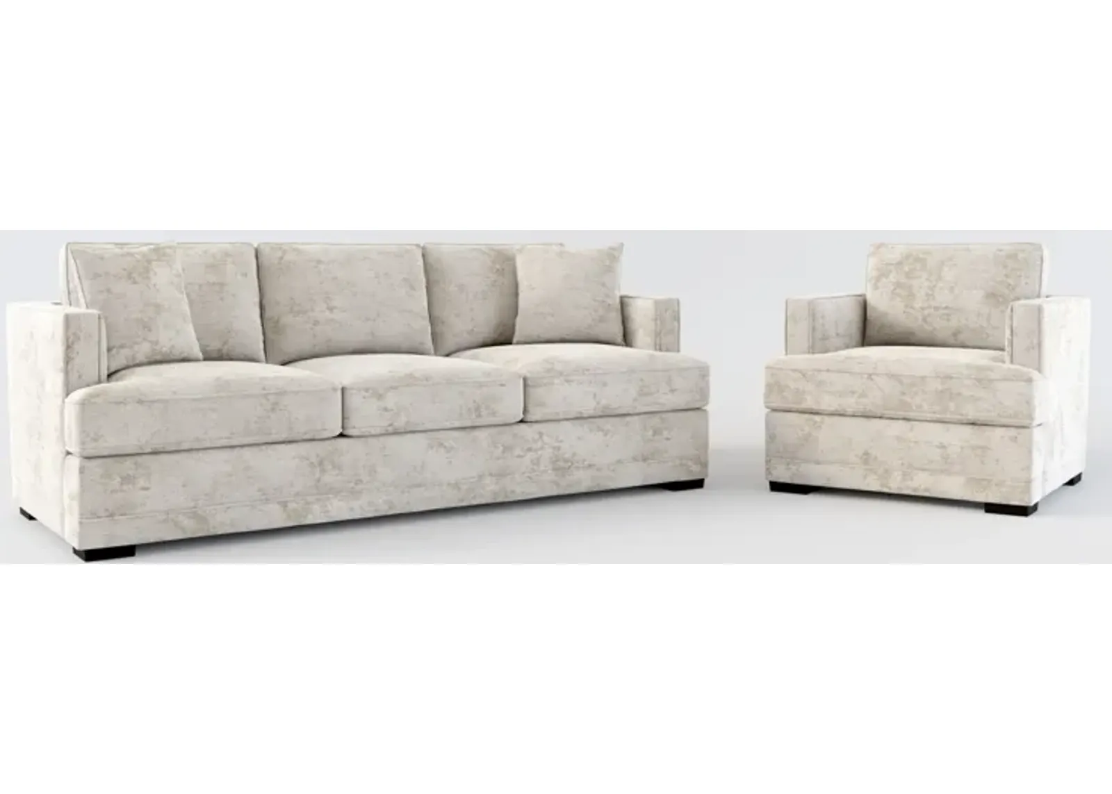 Pembroke Foam Comfort Sofa and Chair Set - Hearth Cement