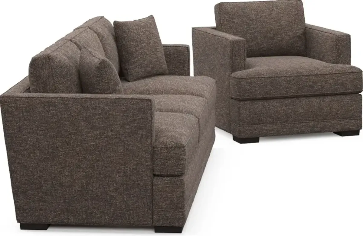 Pembroke Foam Comfort Sofa and Chair Set - M Walnut