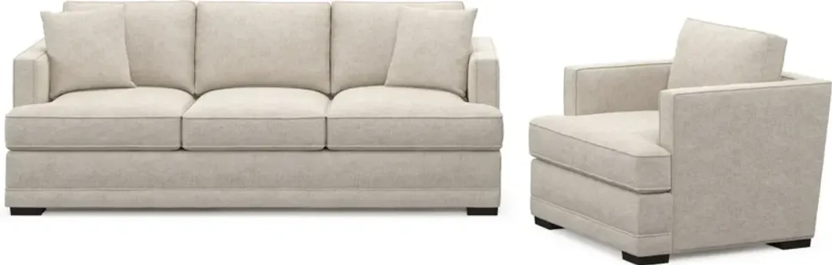 Pembroke Foam Comfort Sofa and Chair Set - M Ivory