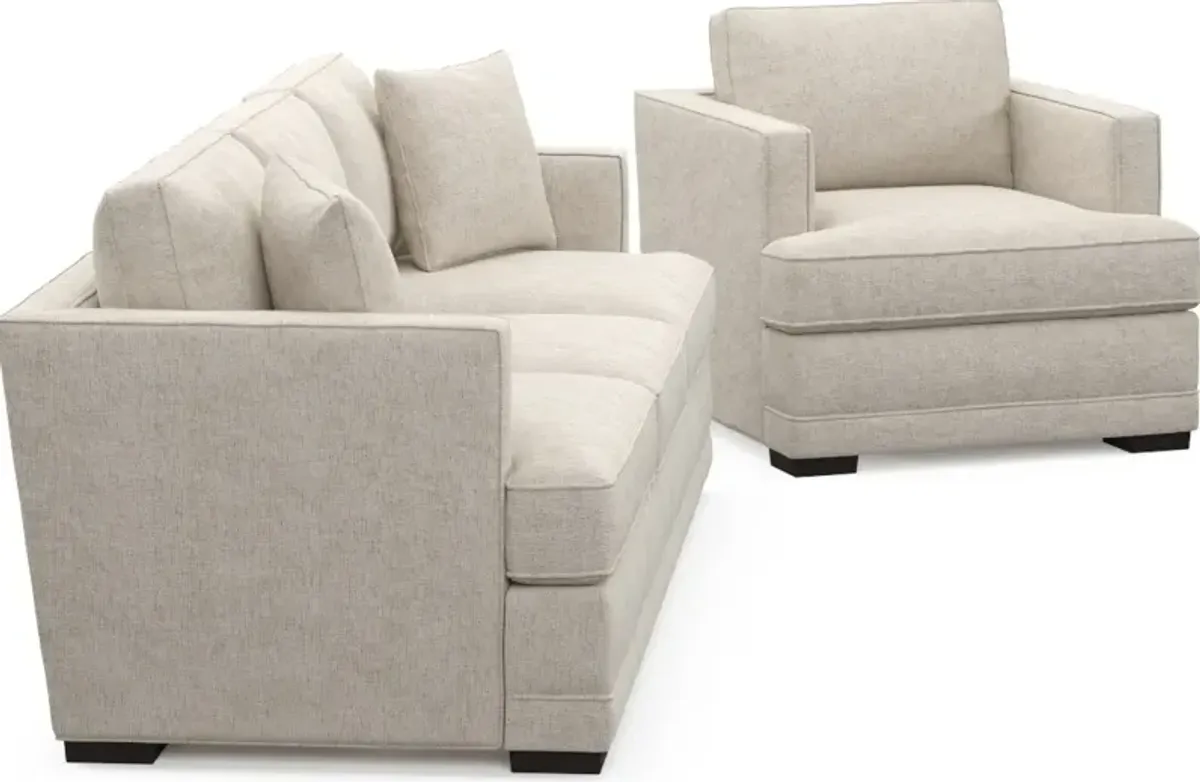 Pembroke Foam Comfort Sofa and Chair Set - M Ivory