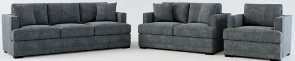 Pembroke Foam Comfort Sofa, Loveseat, and Chair Set - Contessa Shadow