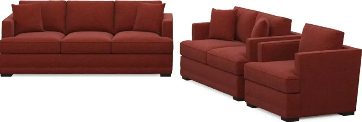 Pembroke Foam Comfort Sofa, Loveseat, and Chair Set - Bloke Brick