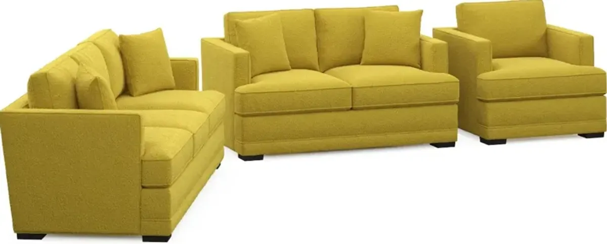 Pembroke Foam Comfort Sofa, Loveseat, and Chair Set - Bloke Goldenrod