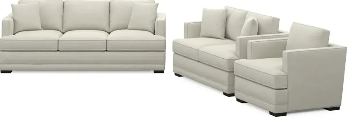 Pembroke Foam Comfort Sofa, Loveseat, and Chair Set - Anders Ivory